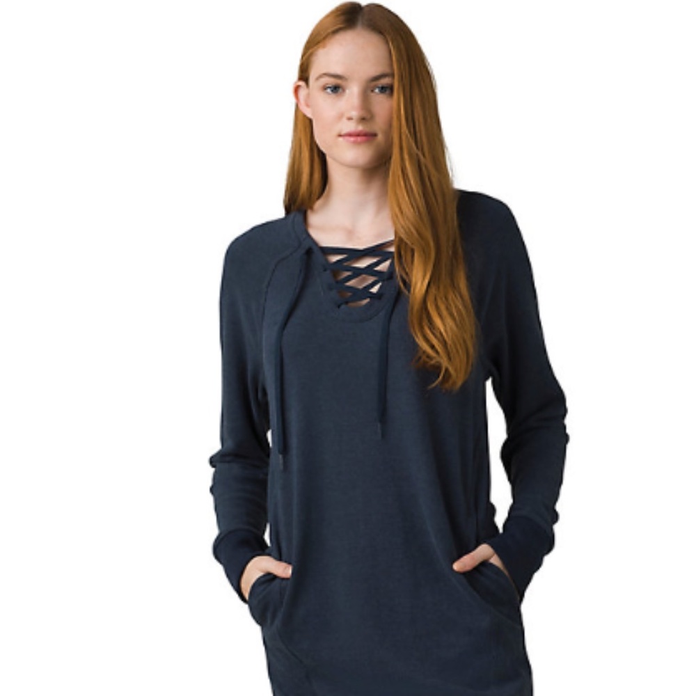 Prana Cozy Up Terry Dress with Lacing‎ and Pockets, XS